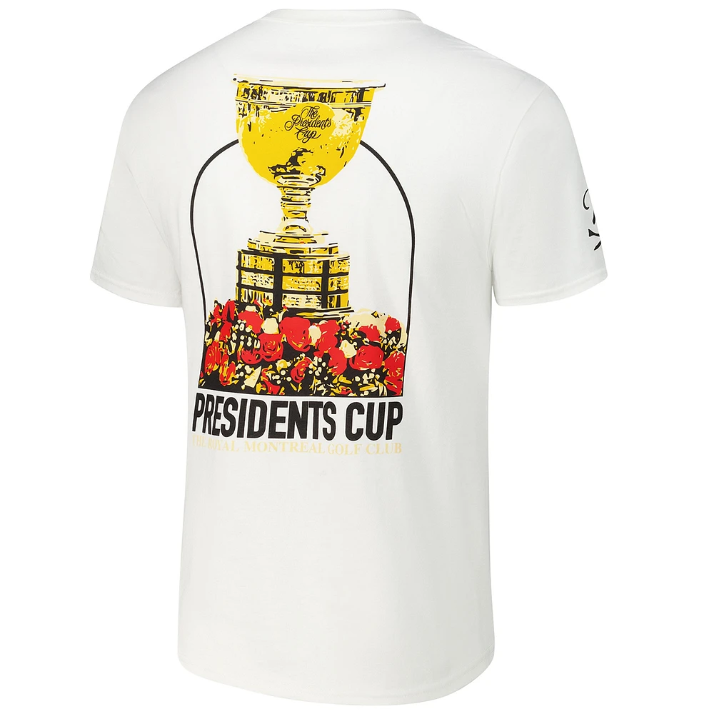 T-shirt de golf pour homme Barstool blanc 2024 Presidents Cup Trophy