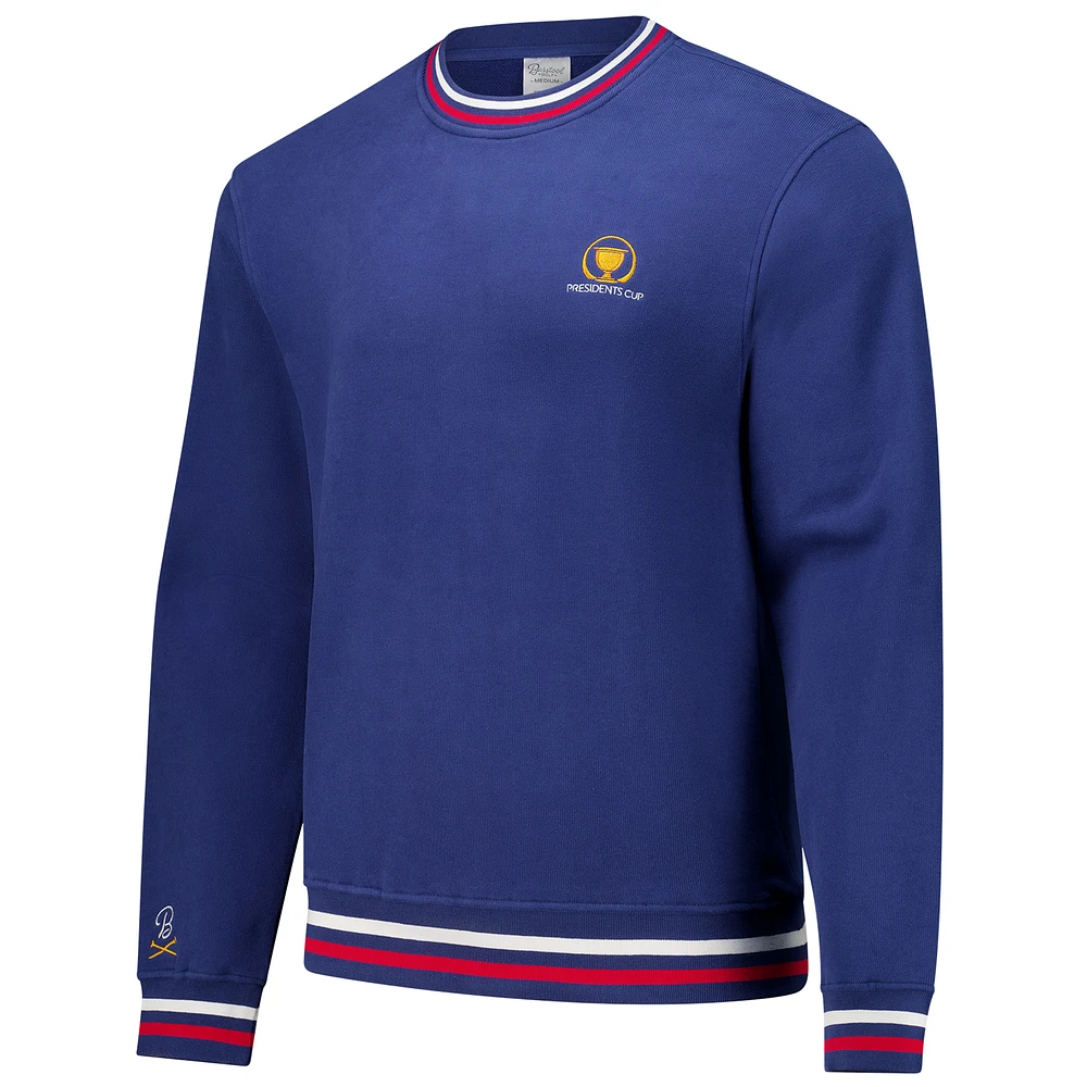 Men's Blue Barstool Golf x Presidents Cup Ribbed Crew Neck Pullover Sweatshirt