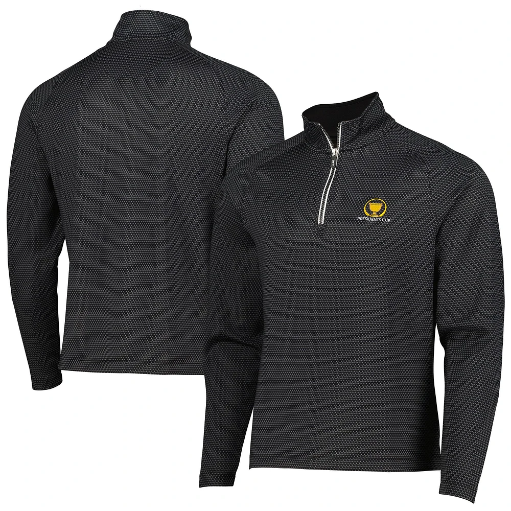 Men's Fairway & Greene  Black Presidents Cup Micro Print Quarter-Zip Pullover Jacket