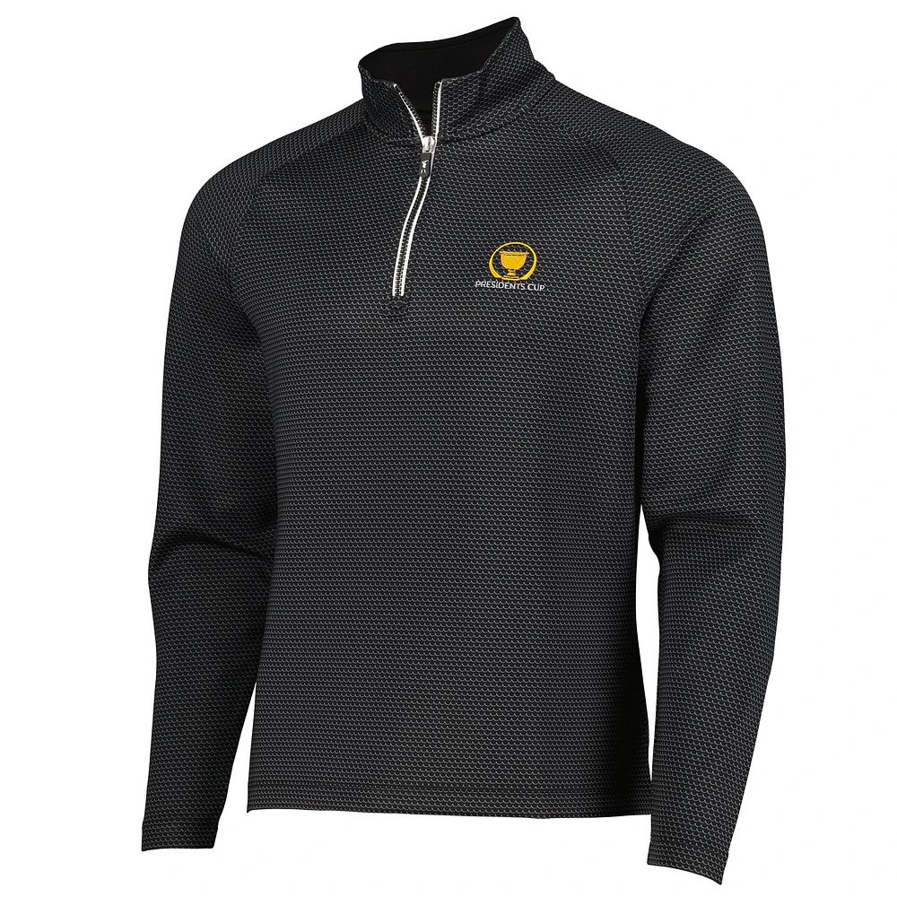 Men's Fairway & Greene  Black Presidents Cup Micro Print Quarter-Zip Pullover Jacket