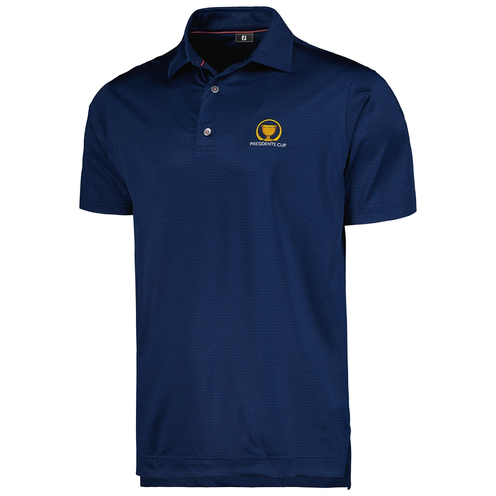 Polo FootJoy Navy Presidents Cup en fil d'Écosse imprimé triangle ton sur ProDry pour hommes