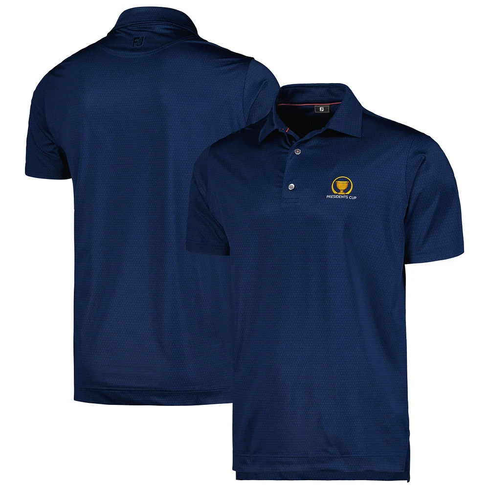 Polo FootJoy Navy Presidents Cup en fil d'Écosse imprimé triangle ton sur ProDry pour hommes