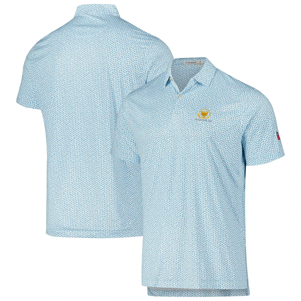 Men's Peter Millar White/Light Blue Presidents Cup Team USA Featherweight Golf On The Rocks Polo