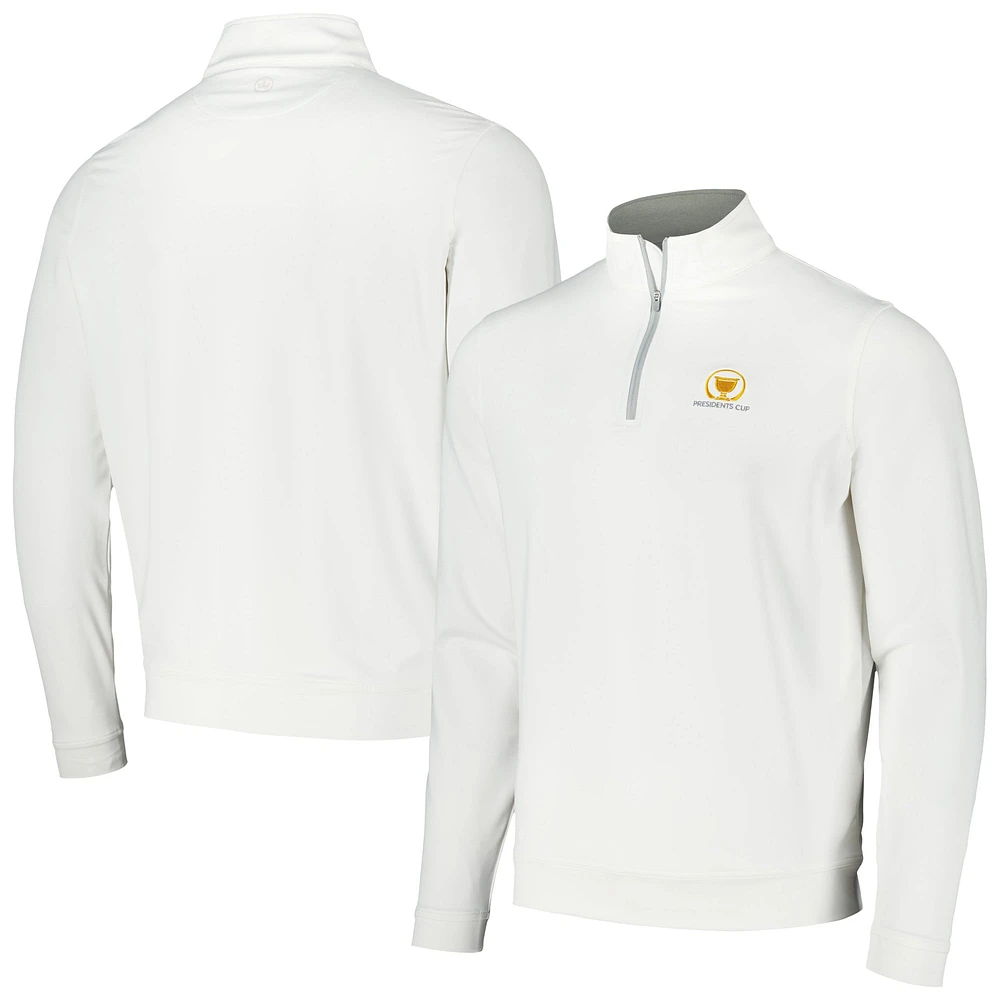 Haut à quart de zip Peter Millar White Presidents Cup Perth Performance pour hommes