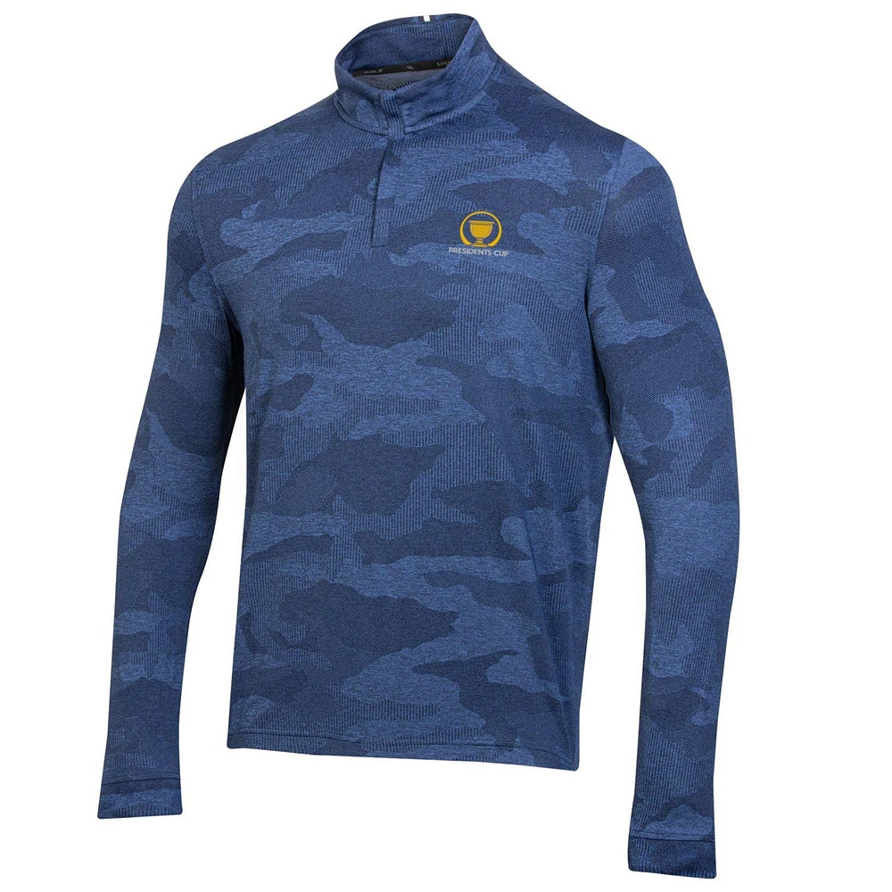 Men's Under Armour  Blue Presidents Cup 3.0 Bandit Camo Quarter-Zip Pullover Top