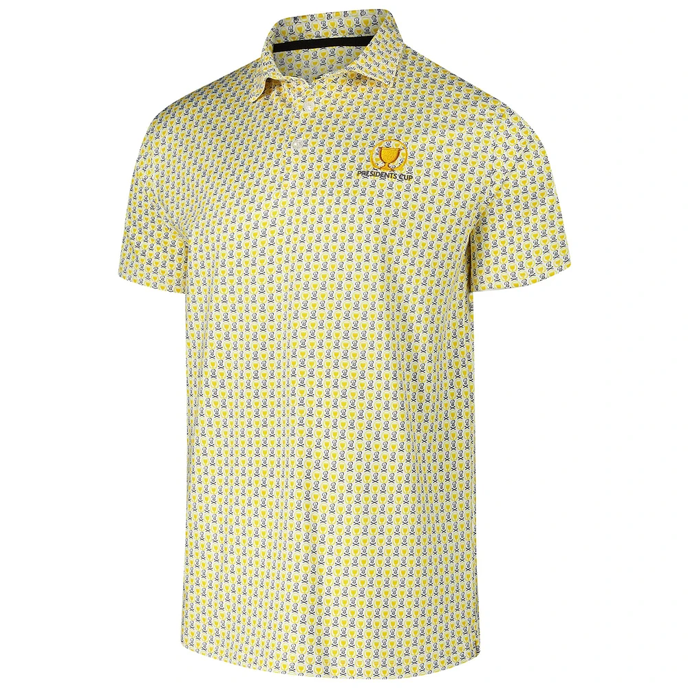 Men's White Barstool Golf x Presidents Cup Printed Polo