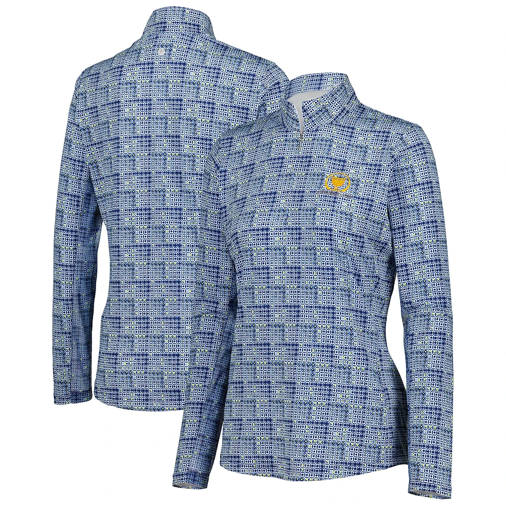 Women's EPNY  Blue Presidents Cup Broken Geometric Print Quarter-Zip Pullover Top