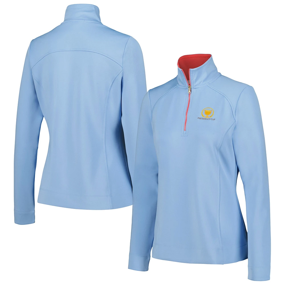 Women's Fairway & Greene  Light Blue Presidents Cup Wells Quarter-Zip Top