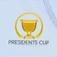 Haut bleu clair Peter Millar Presidents Cup Team USA Sugar Stripe Raglan Perth pour femmes avec fermeture éclair quart de tour