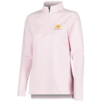 Haut raglan à quart de zip Peter Millar rose Presidents Cup Perth Sugar Stripe pour femmes