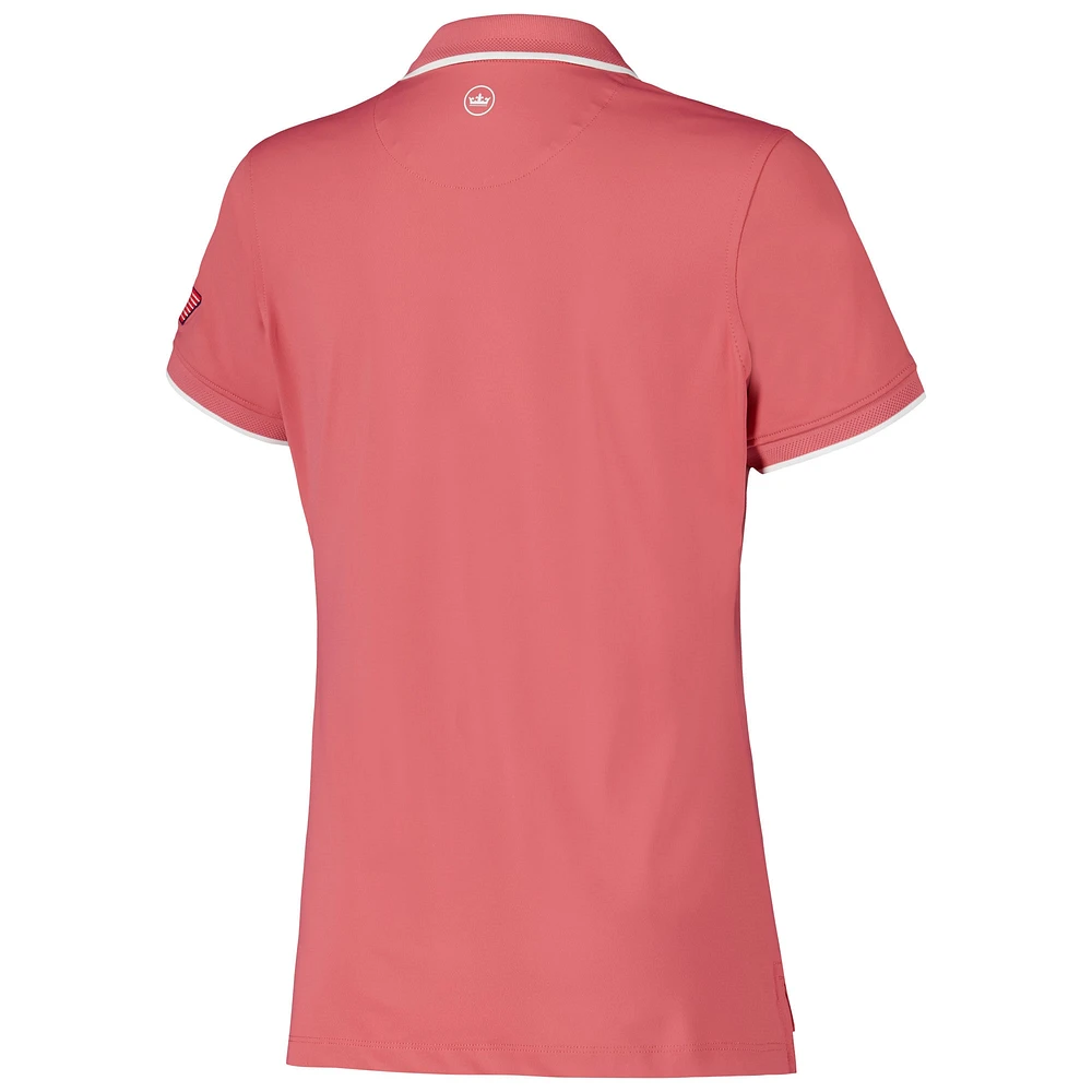 Polo rouge Peter Millar Presidents Cup Team USA Betty Drop pour femme à col en V