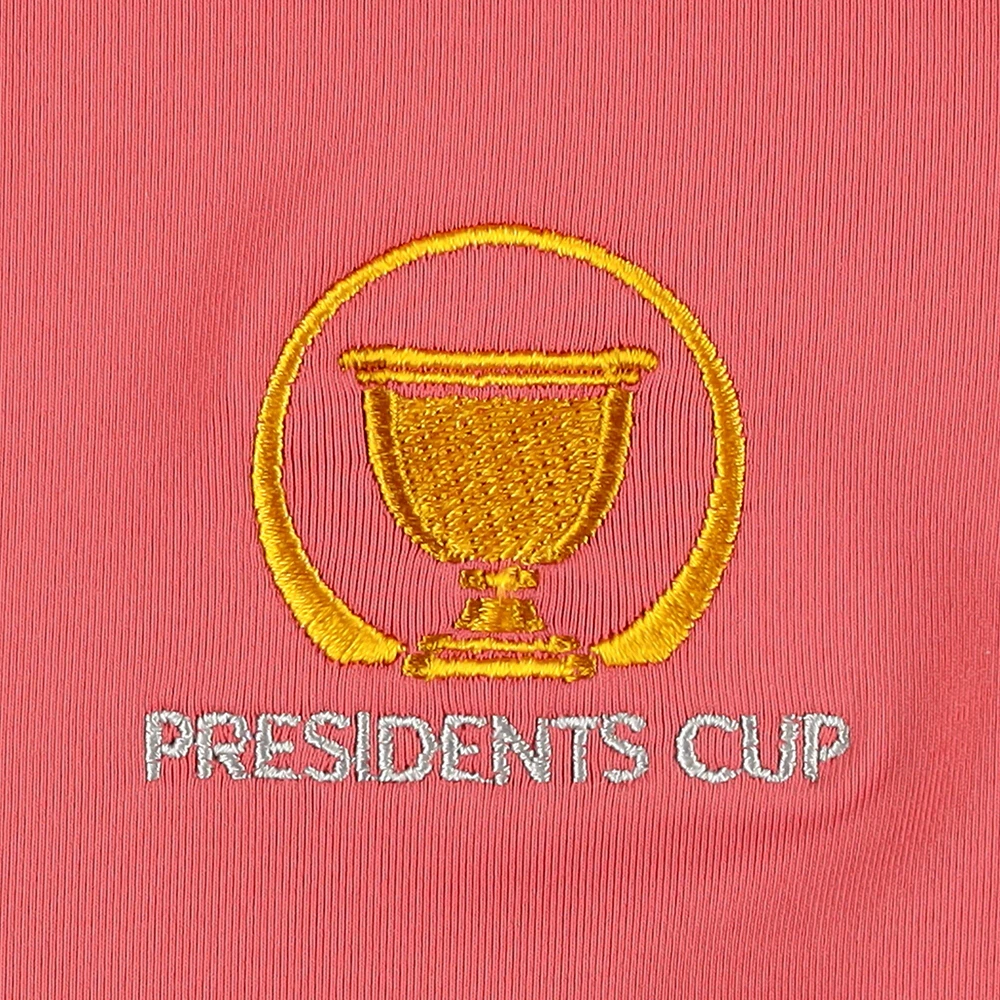 Polo rouge Peter Millar Presidents Cup Team USA Betty Drop pour femme à col en V