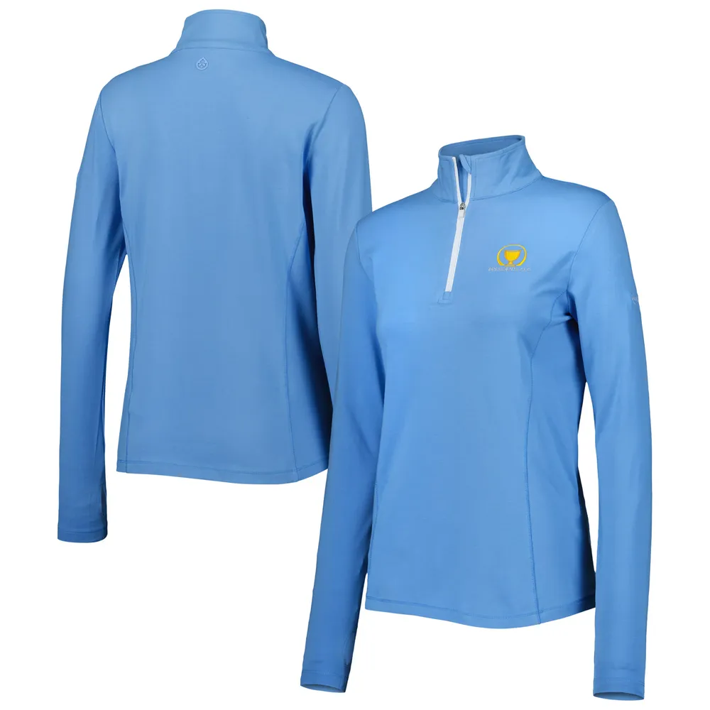 Veste tasc Performance bleu clair Presidents Cup Recess Tri-Blend Quarter-Zip Jacket pour femme