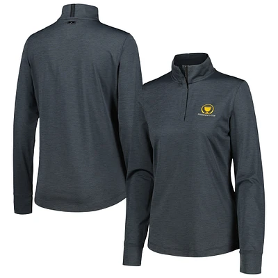 Haut à enfiler quart de zip pour femmes Under Armour Heather Black Presidents Cup Playoff