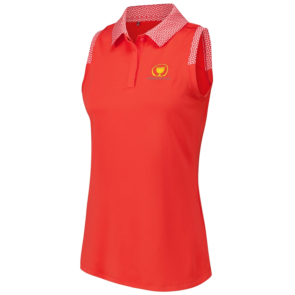 Polo sans manches rouge à imprimé Presidents Cup 3.0 Grooves pour femme Under Armour