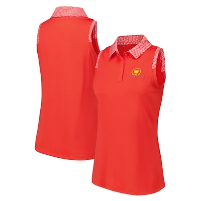 Polo sans manches rouge à imprimé Presidents Cup 3.0 Grooves pour femme Under Armour