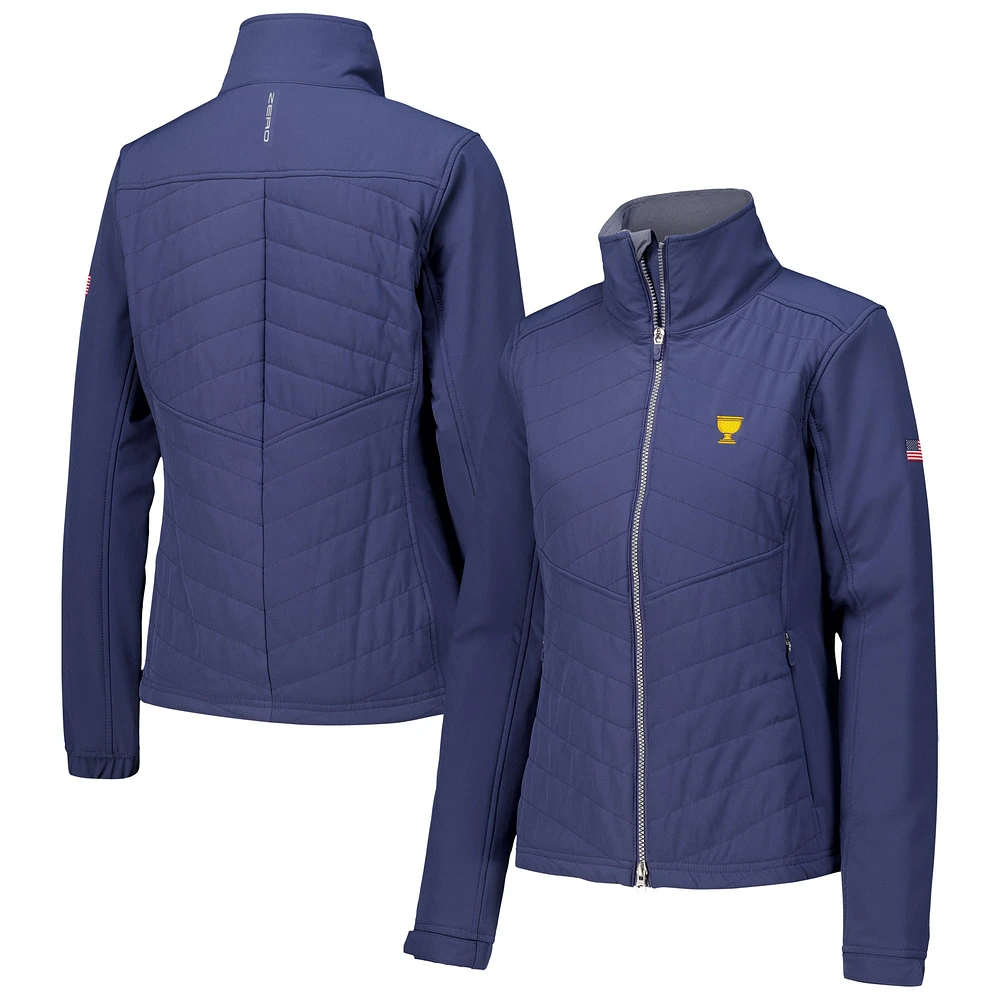 Veste à fermeture éclair intégrale pour femme Zero Restriction Navy Presidents Cup Team USA Jillian