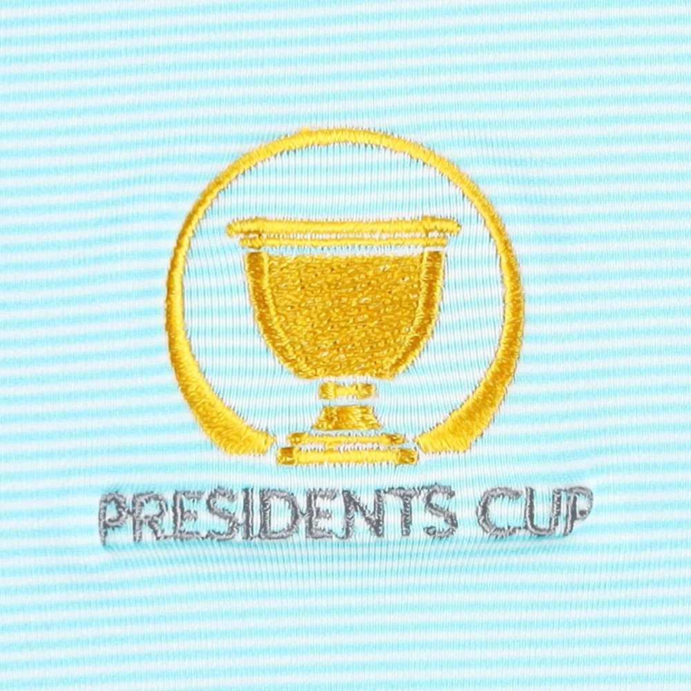 Youth Peter Millar Light Blue Presidents Cup Perth Sugar Stripe Performance Quarter-Zip Top