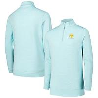 Youth Peter Millar Light Blue Presidents Cup Perth Sugar Stripe Performance Quarter-Zip Top