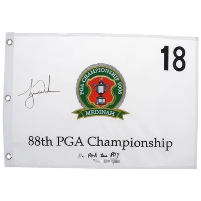 Tiger Woods Autographed 88th PGA Championship at Medinah Pin Flag with 11x PGA Tour POY - Limited Edition of 500 - Upper Deck