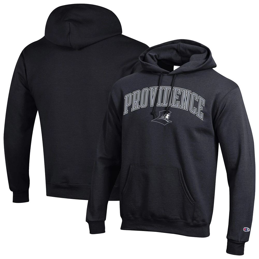 Men's Champion  Black Providence Friars Arched Logo Fleece Pullover Hoodie
