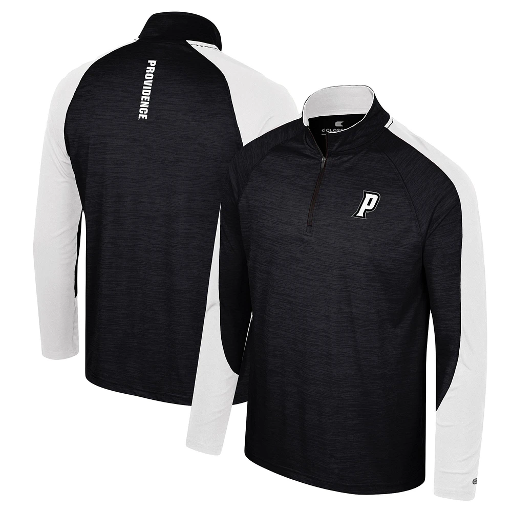 Men's Colosseum Black Providence Friars Langmore Raglan Quarter-Zip Top