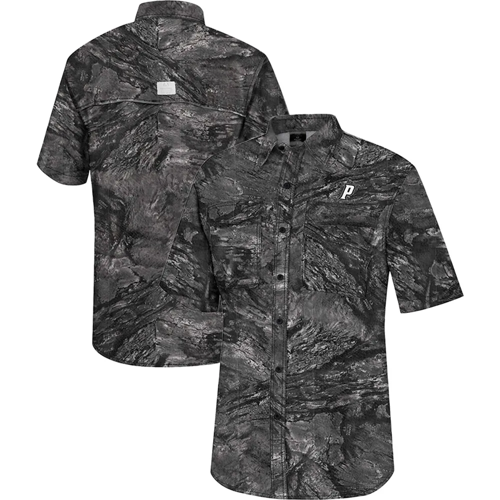 Men's Colosseum  Charcoal Providence Friars Realtree Aspect Charter Full-Button Fishing Shirt