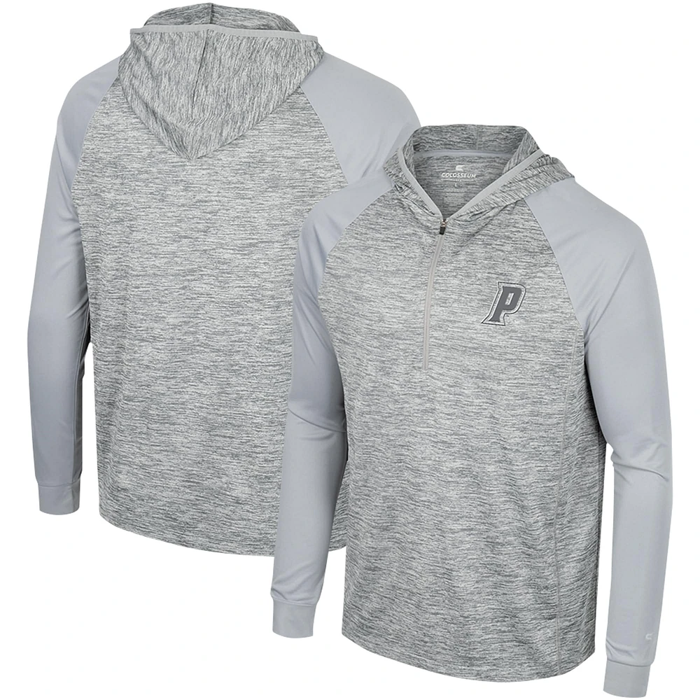 Men's Colosseum Gray Providence Friars Cybernetic Raglan Quarter-Zip Hooded Top