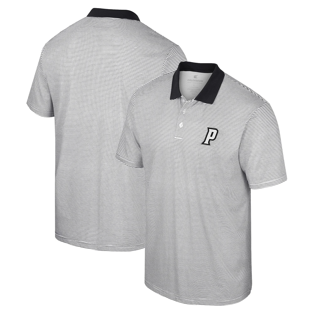 Men's Colosseum White/Black Providence Friars Print Stripe Polo