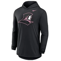 Men's Nike Black Providence Friars Pink Out Tri-Blend Performance Long Sleeve Hooded T-Shirt