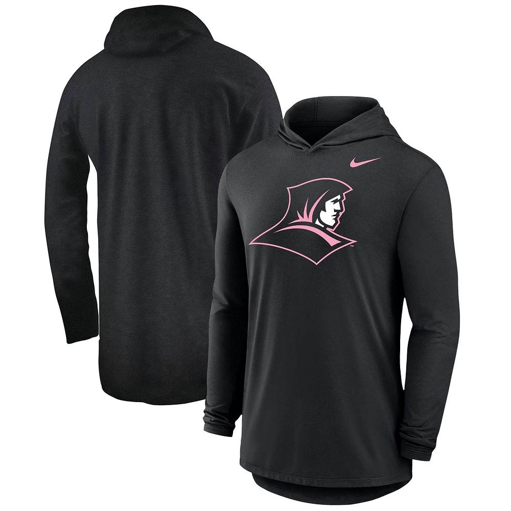 Men's Nike Black Providence Friars Pink Out Tri-Blend Performance Long Sleeve Hooded T-Shirt