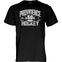 T-shirt de hockey unisexe bleu 84 noir Providence Friars 50e anniversaire