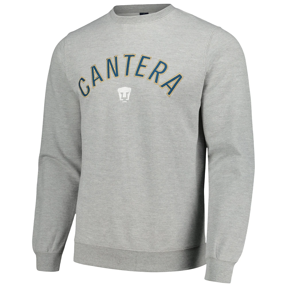 Men's Gray Pumas Cantera Pique Pullover Sweatshirt