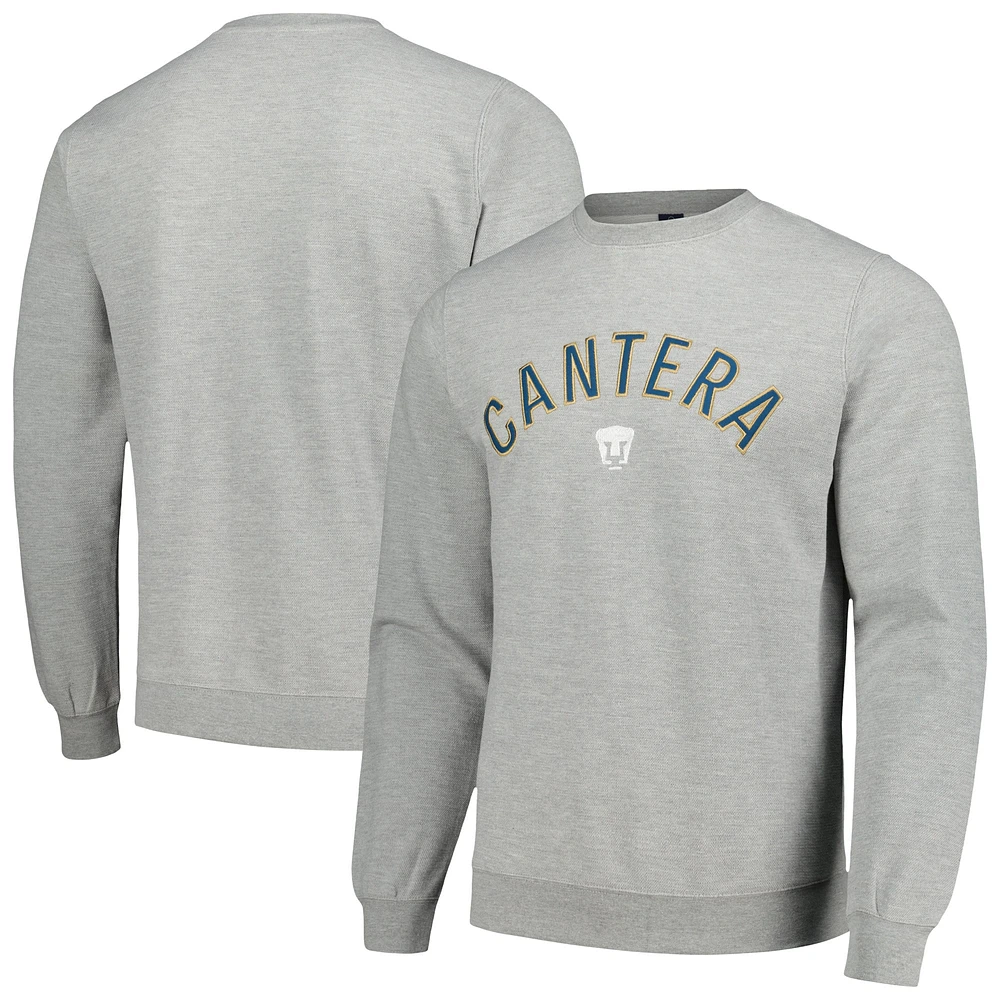 Men's Gray Pumas Cantera Pique Pullover Sweatshirt