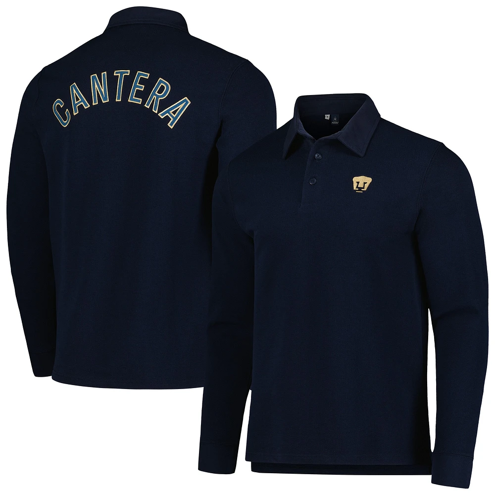 Men's Navy Pumas Cantera Rugged Long Sleeve Polo