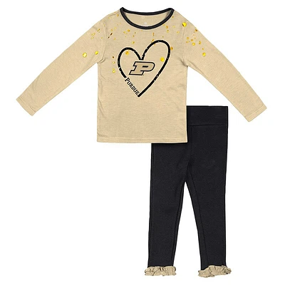 Girls Toddler Colosseum Gold/Black Purdue Boilermakers Onstage Long Sleeve T-Shirt & Leggings Set