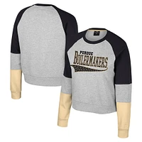 Girls Youth Colosseum Heather Gray Purdue Boilermakers Katinka Rhinestone Pullover Sweatshirt