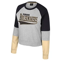 Girls Youth Colosseum Heather Gray Purdue Boilermakers Katinka Rhinestone Pullover Sweatshirt