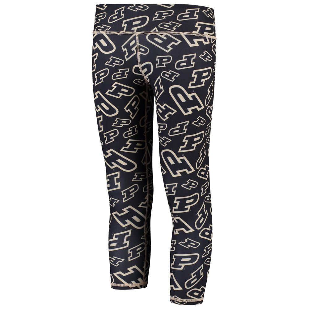 Girls Youth ZooZatz Black/Gold Purdue Boilermakers Stacked Mascot Leggings