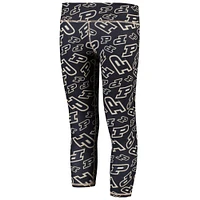 Girls Youth ZooZatz Black/Gold Purdue Boilermakers Stacked Mascot Leggings
