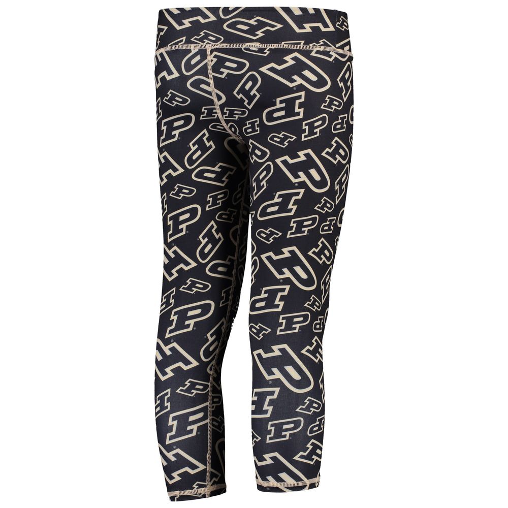Girls Youth ZooZatz Black/Gold Purdue Boilermakers Stacked Mascot Leggings