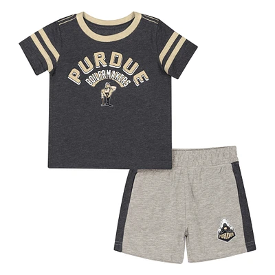 Ensemble t-shirt et short pour bébé Colosseum Heather Black Purdue Boilermakers