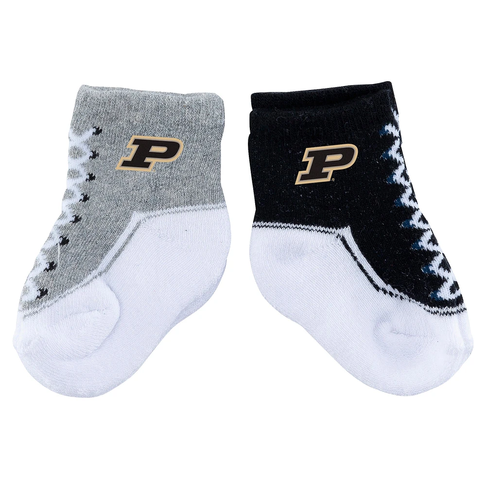 Lot de deux paires de chaussettes pour bébé ZooZatz Purdue Boilermakers Shoe