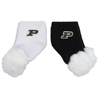 Lot de deux paires de chaussettes à pompon ZooZatz Purdue Boilermakers pour bébé