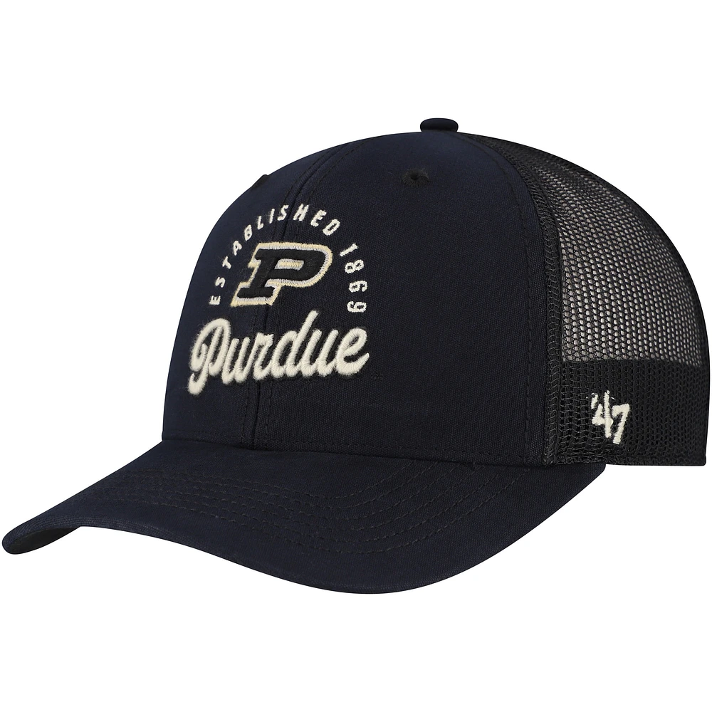 Casquette ajustable noire Purdue Boilermakers Pitstop Trucker '47 pour homme