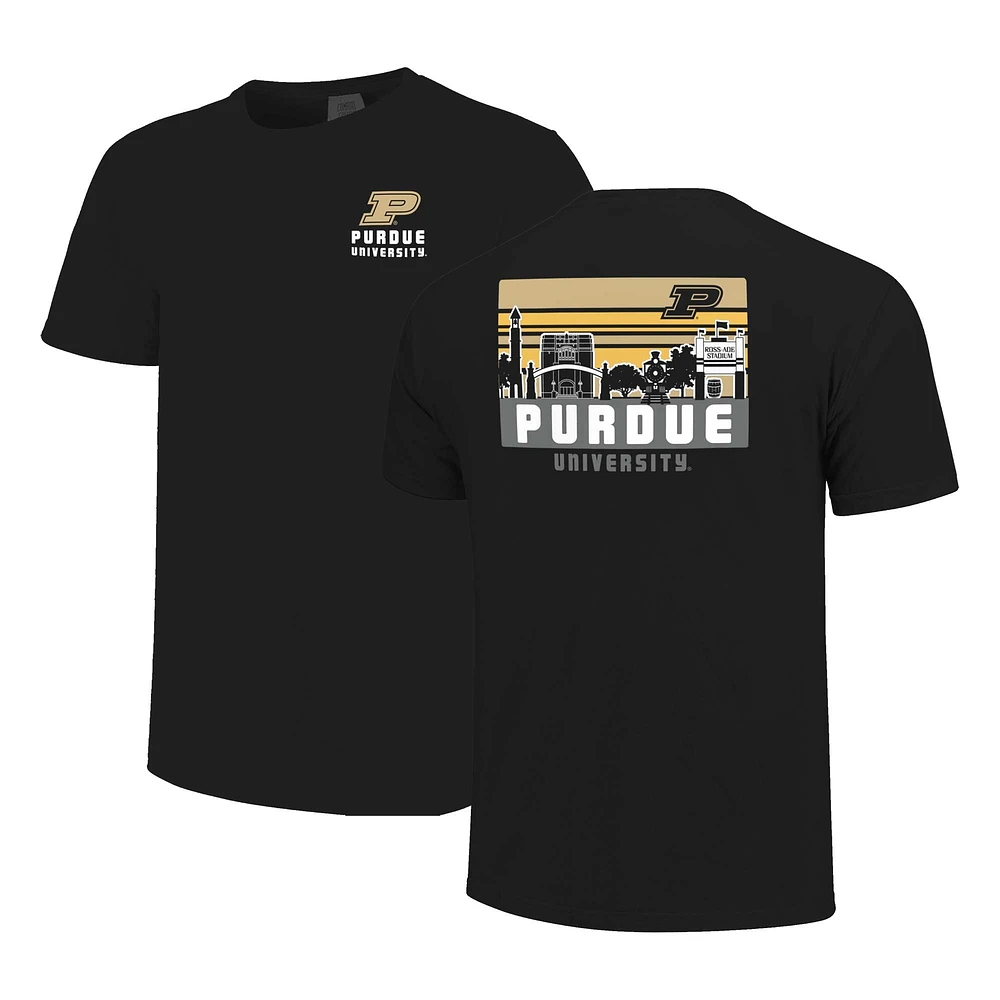 T-shirt rayé noir pour homme avec logo Purdue Boilermakers Campus Skyline