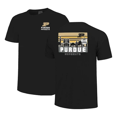 Men's Black Purdue Boilermakers Striped Campus Skyline T-Shirt