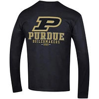 T-shirt noir à manches longues Champion Purdue Boilermakers Team Stack pour hommes