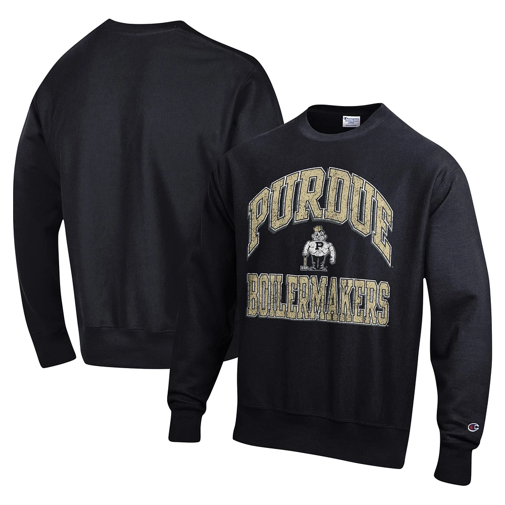 Sweat-shirt Champion Black Purdue Boilermakers Vault Late Night Reverse Weave pour hommes