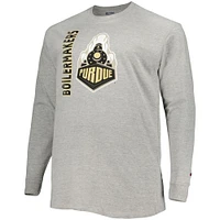 Men's Champion Heather Gray Purdue Boilermakers Big & Tall Mascot Long Sleeve T-Shirt